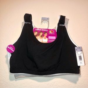 Full Coverage Cotton Comfort Sport Bras 3 Pack Sz 40 NWT